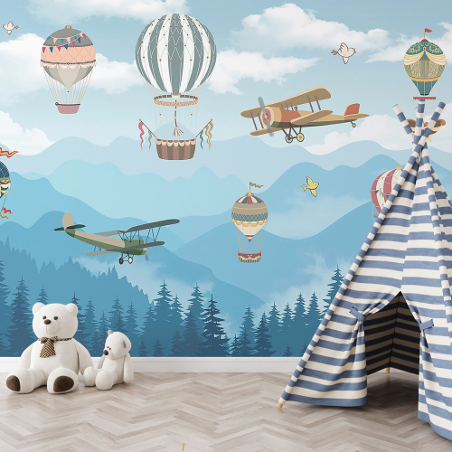 Papier peint panoramique Enfants - Montgolfières