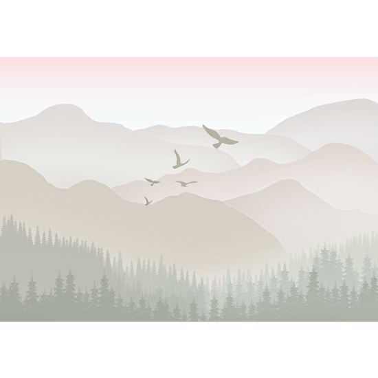 Papier peint panoramique Enfants - Oiseaux Montagnes