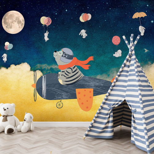 Papier peint panoramique Enfants - Orson Aviateur