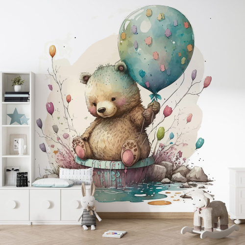 Papier peint panoramique Enfants - Ourson Ballon