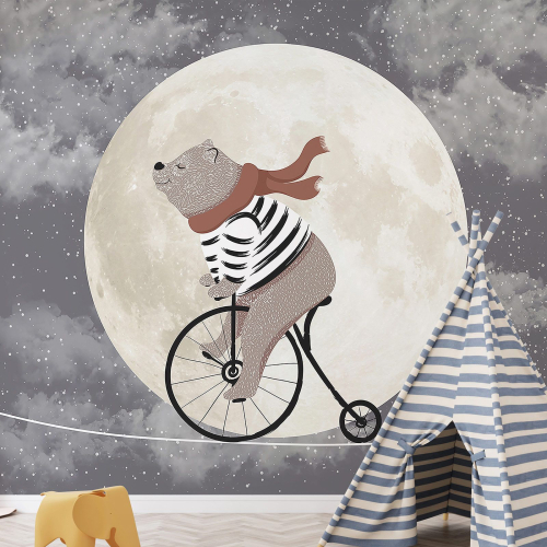 Papier peint panoramique Enfants - Ourson Lune