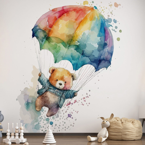 Papier peint panoramique Enfants - Ourson Parachute