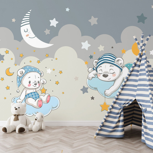 Papier peint panoramique Enfants - Oursons Etoiles