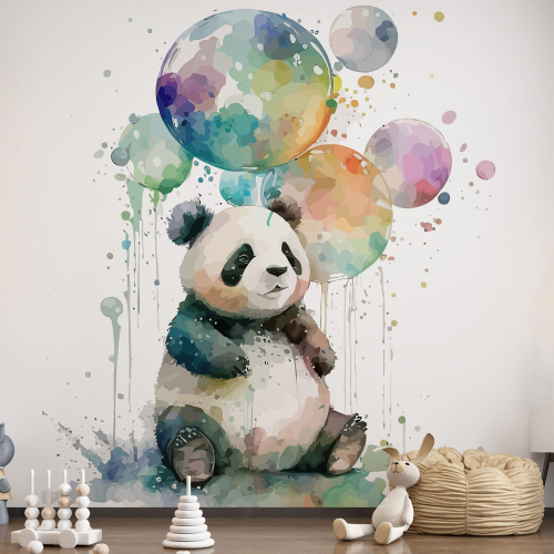 Papier peint panoramique Enfants - Panda ballon