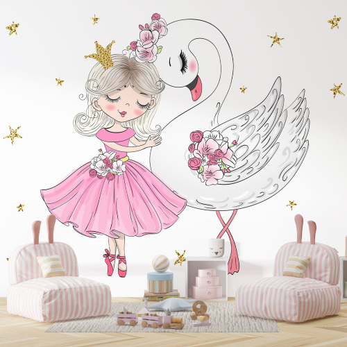 Papier peint panoramique Enfants - Princesse Cygne