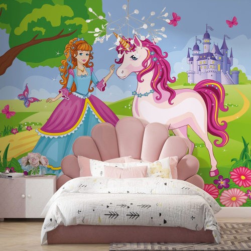 Papier peint panoramique Enfants - Princesse Licorne