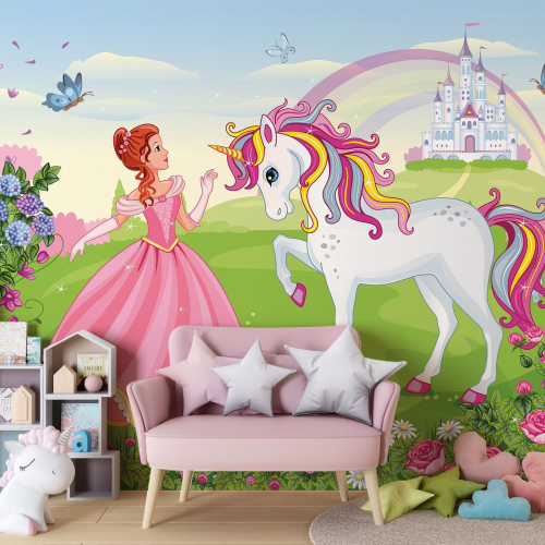 Papier peint panoramique Enfants - Princesse Licorne