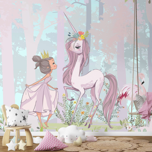 Papier peint panoramique Enfants - Princesse Licorne