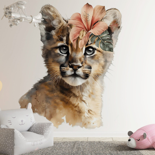 Papier peint panoramique Enfants - Puma Fleurs