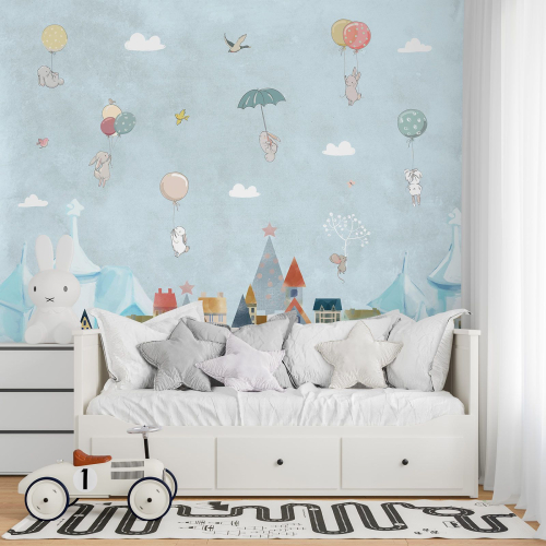 Papier peint panoramique Enfants - Village Animaux