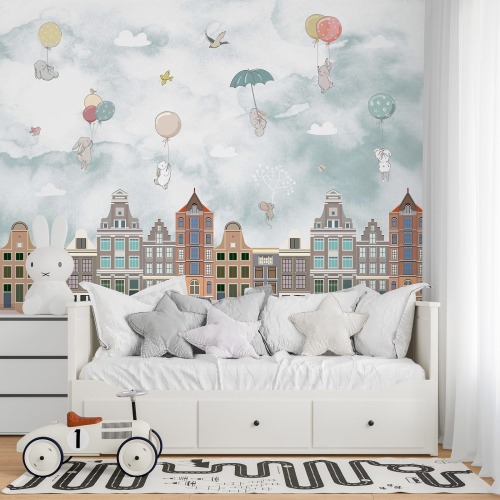 Papier peint panoramique Enfants - Ville Animaux