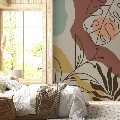 Papier peint panoramique - Feuilles Boho
