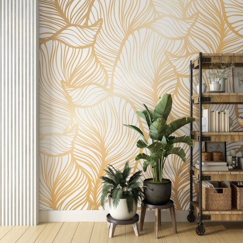 Papier peint panoramique - Feuilles d'orées