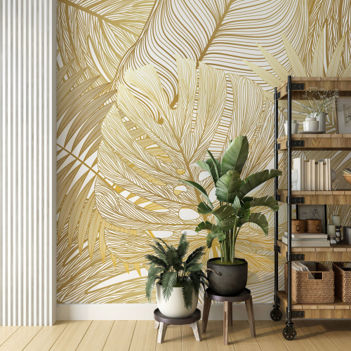 Papier peint panoramique - Feuilles d'orées
