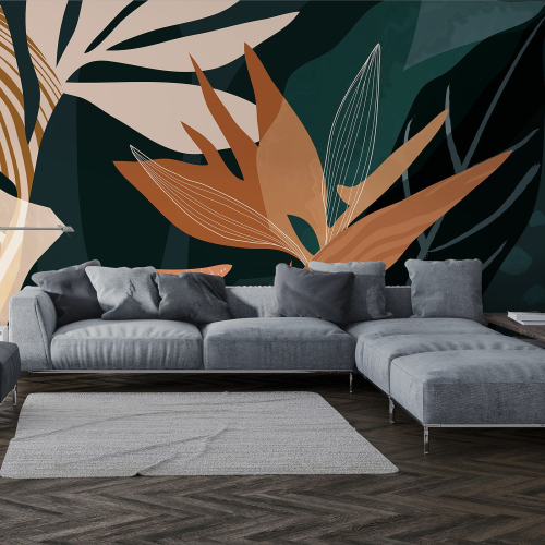 Papier peint panoramique - Feuilles Design