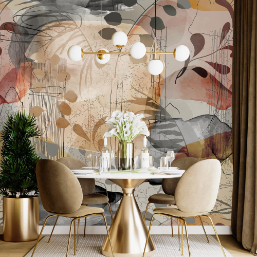 Papier peint panoramique - Feuilles design