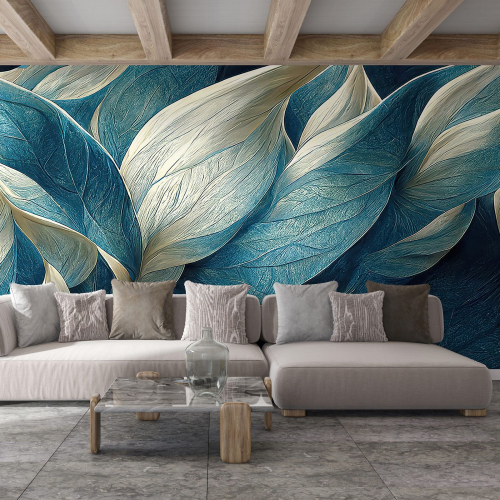 Papier peint panoramique - Feuilles Design 3D