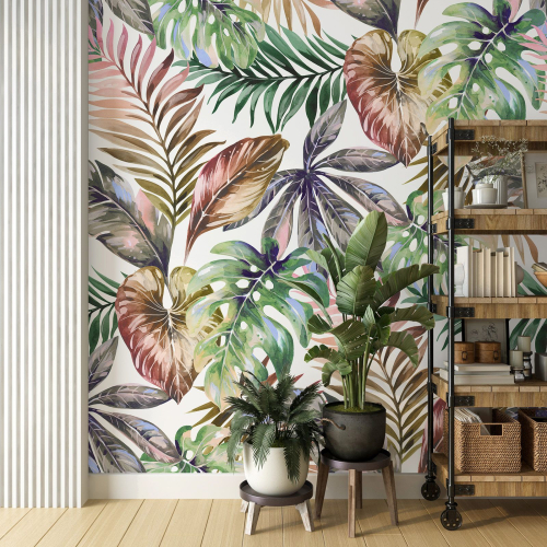 Papier peint panoramique - Feuilles tropicales