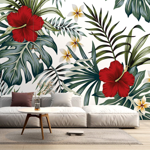 Papier peint panoramique - Feuilles tropicales