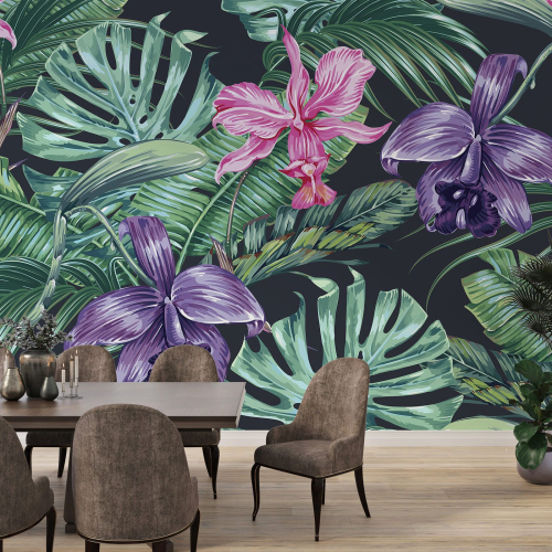 Papier peint panoramique - Feuilles tropicales