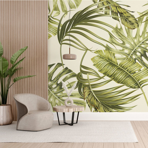 Papier peint panoramique - Feuilles tropicales