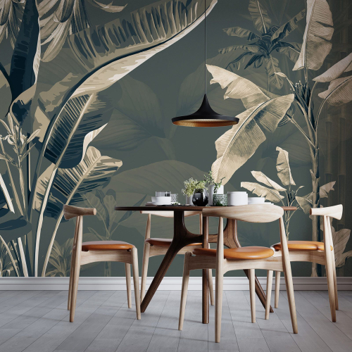 Papier peint panoramique - Feuilles tropicales