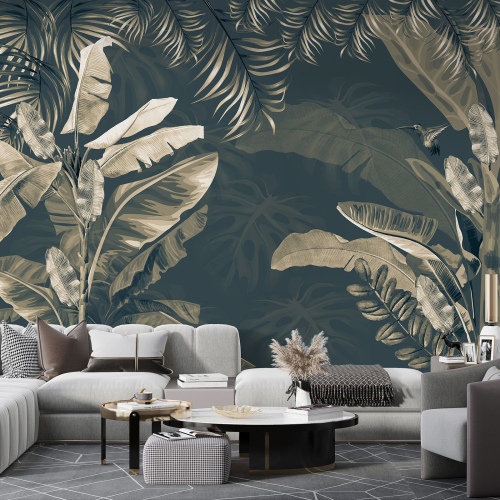 Papier peint panoramique - Feuilles tropicales