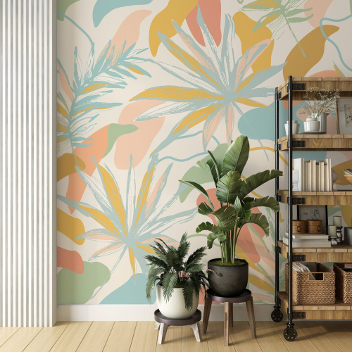 Papier peint panoramique - Feuilles tropicales