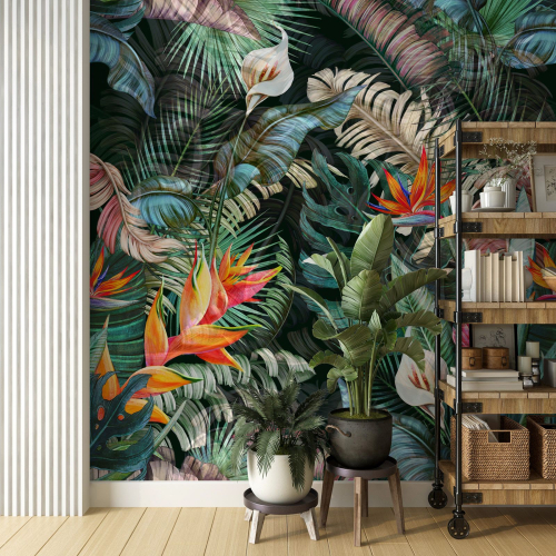 Papier peint panoramique - Feuilles tropicales
