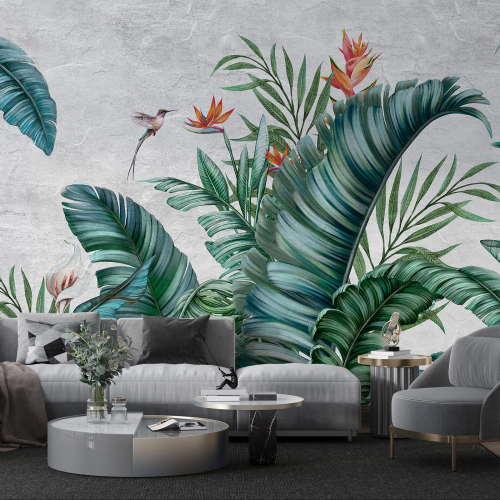Papier peint panoramique - Feuilles tropicales