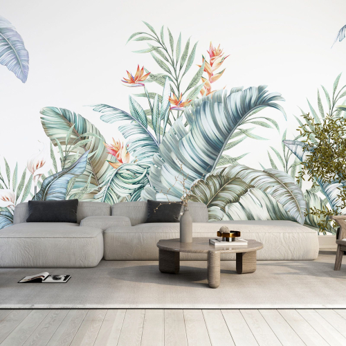 Papier peint panoramique - Feuilles tropicales