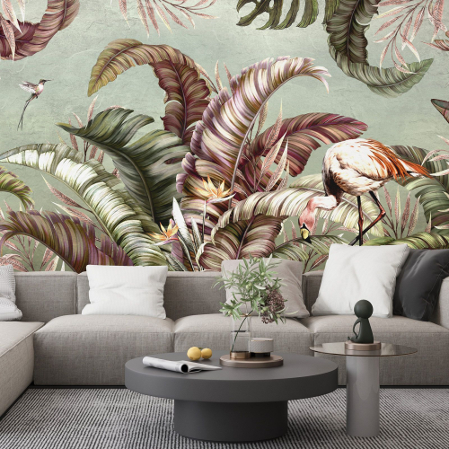 Papier peint panoramique - Feuilles tropicales