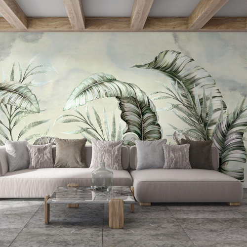 Papier peint panoramique - Feuilles tropicales
