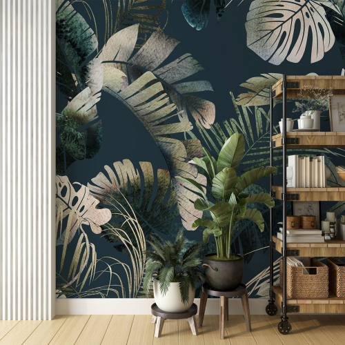 Papier peint panoramique - Feuilles tropicales