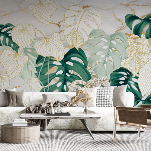 Papier peint panoramique - Feuilles tropicales