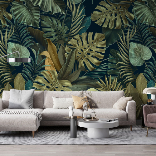 Papier peint panoramique - Feuilles tropicales