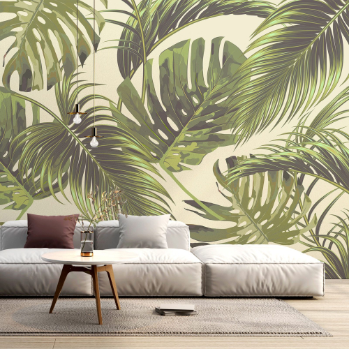 Papier peint panoramique - Feuilles tropicales