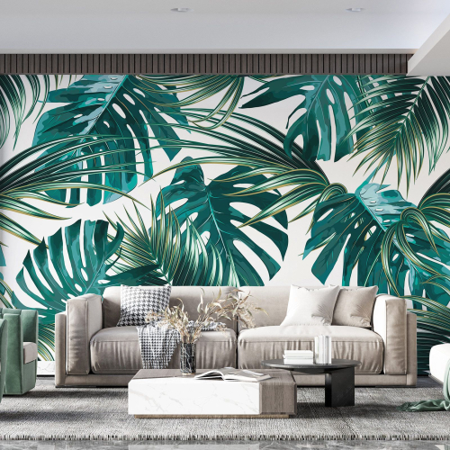Papier peint panoramique - Feuilles tropicales