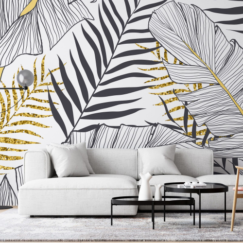 Papier peint panoramique - Feuilles tropicales