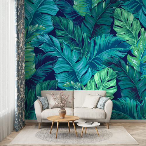 Papier peint panoramique - Feuilles tropicales