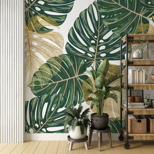 Papier peint panoramique - Feuilles tropicales