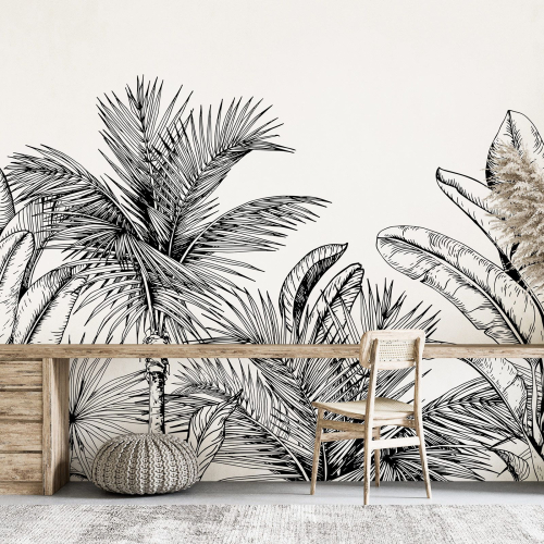 Papier peint panoramique - Feuilles tropicales