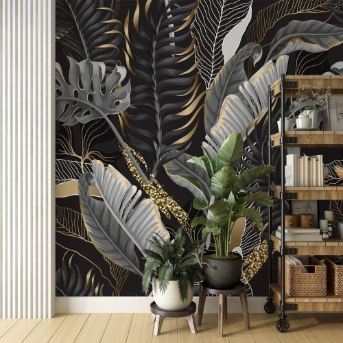 Papier peint panoramique - Feuilles tropicales