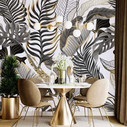 Papier peint panoramique - Feuilles tropicales