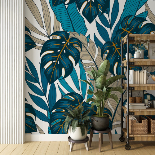 Papier peint panoramique - Feuilles tropicales