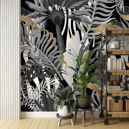 Papier peint panoramique - Feuilles tropicales