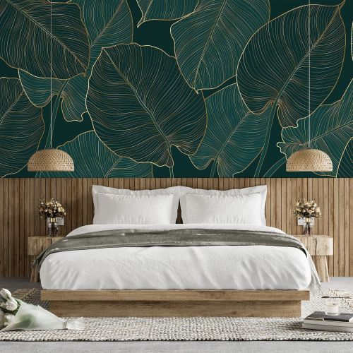 Papier peint panoramique - Feuilles tropicales