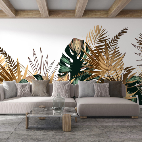 Papier peint panoramique - Feuilles tropicales