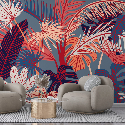 Papier peint panoramique - Feuilles tropicales