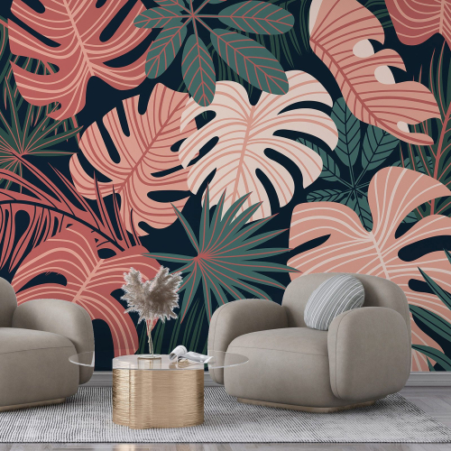 Papier peint panoramique - Feuilles tropicales